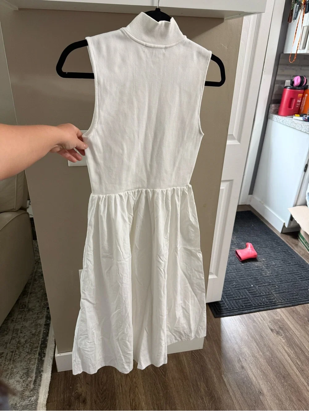 Steve Madden White Sleeveless Zip-Front Midi Skirt‎ Dress